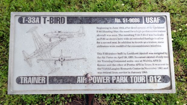 T-33A T-BIRD MEMORIAL AIRCRAFT PLAQUE