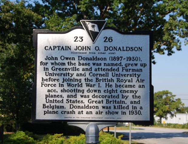 DONALDSON AIR FORCE BASE DONALDSON ROAD MEMORIAL MARKER BACK