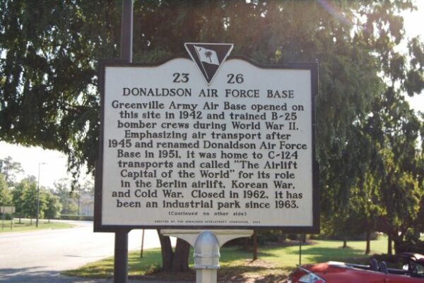 DONALDSON AIR FORCE BASE DONALDSON ROAD MEMORIAL MARKER FRONT