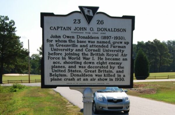 DONALDSON AIR FORCE BASE SCOTCH DRIVE MEMORIAL MARKER BACK