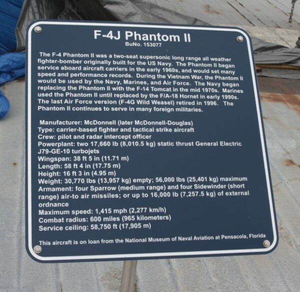 F-4J PHANTOM II MEMORIAL AIRCRAFT PLAQUE
