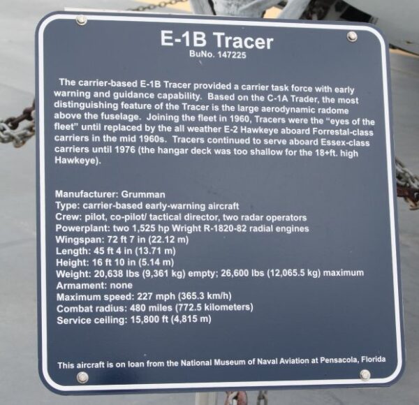 E-1B TRACER MEMORIAL AIRCRAFT PLAQUE