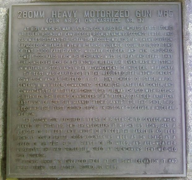 280MM HEAVY MORTORIZED GUN M65 MEMORIAL PLAQUE