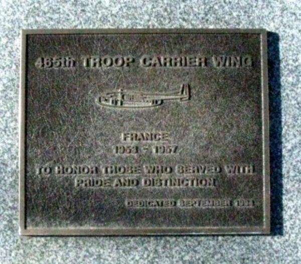 465TH TROOP CARRIER WING MEMORIAL PLAQUE
