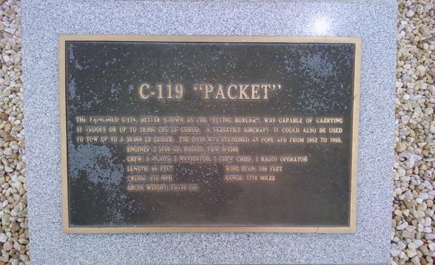C-119 “PACKET” MEMORIAL AIRCRAFT PLAQUE