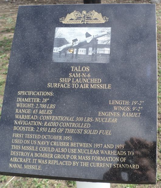 TALOS SAM-N-6 MISSILE MEMORIAL PLAQUE