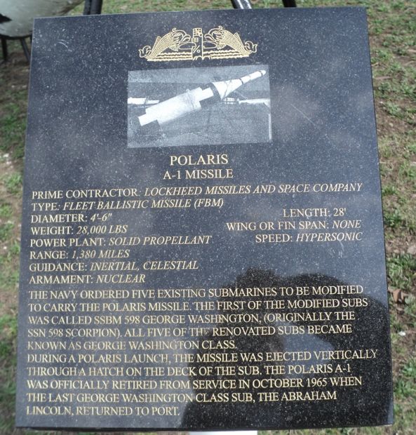 POLARIS A-1 MISSILE MEMORIAL PLAQUE