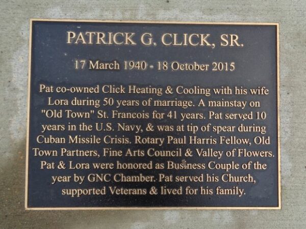 PATRICK G. CLICK, SR. MEMORIAL PLAQUE