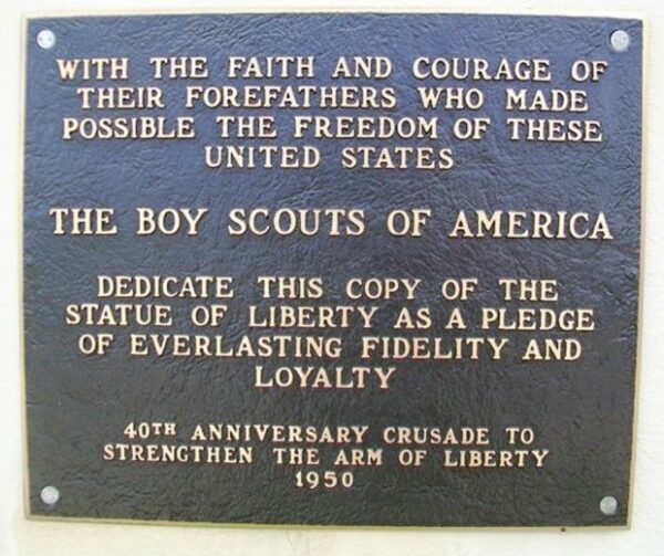 INDEPENDENCE REPLICA OF THE STATUE OF LIBERTY MEMORIAL PLAQUE A