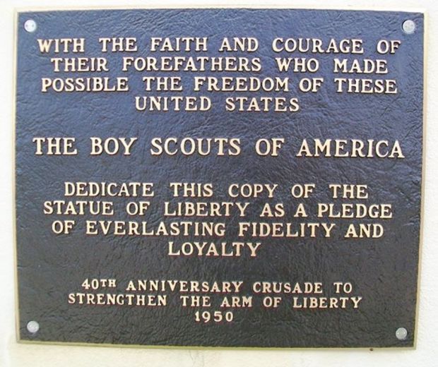 INDEPENDENCE REPLICA OF THE STATUE OF LIBERTY MEMORIAL PLAQUE A