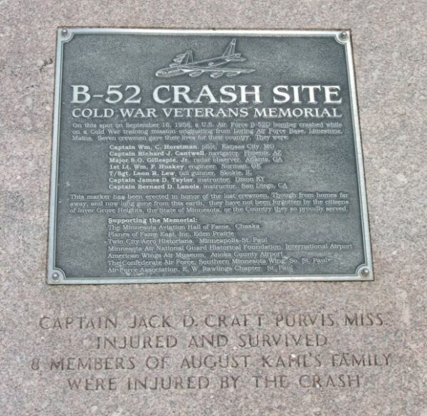 B-52 CRASH SITE MEMORIAL PLAQUE