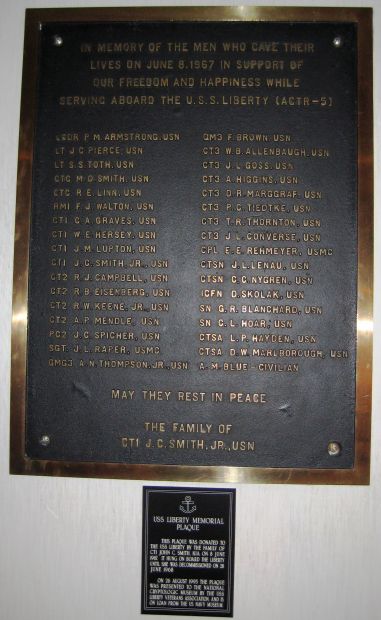 U.S.S. LIBERTY (ACTR-5) MEMORIAL PLAQUE