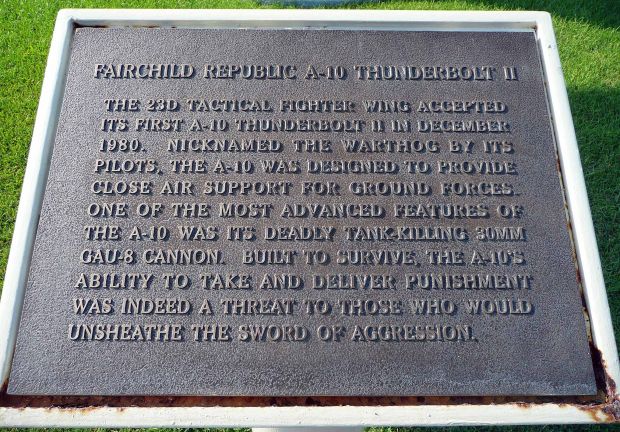 FAIRCHILD REPUBLIC A-10 THUNDERBOLT II MEMORIAL PLAQUE