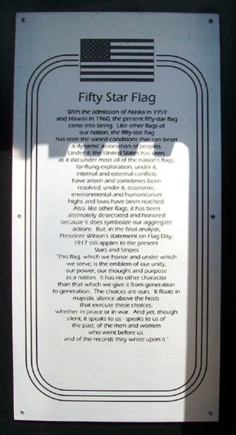 FIFTY STAR FLAG WAR MEMORIAL PLAQUE