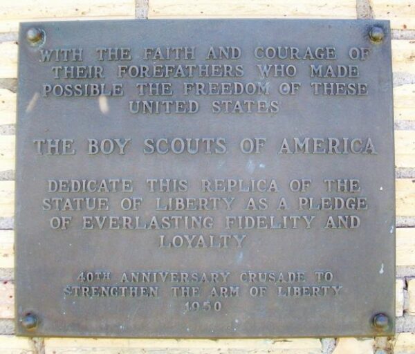 LA CROSSE REPLICA OF THE STATUE OF LIBERTY MEMORIAL PLAQUE