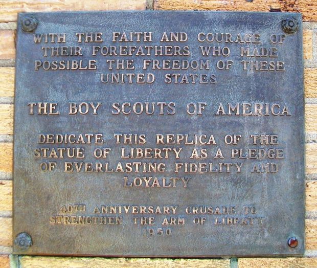 MISSION REPLICA OF THE STATUE OF LIBERTY MEMORIAL PLAQUE