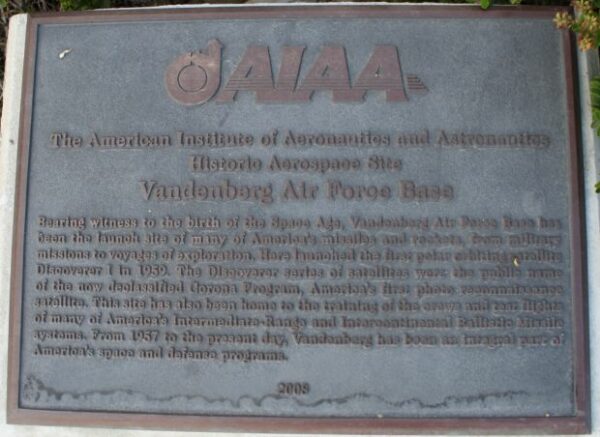 VANDENBERG AIR FORCE BASE MEMORIAL PLAQUE