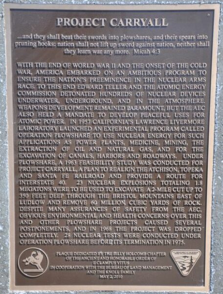 PROJECT CARRYALL MEMORIAL PLAQUE