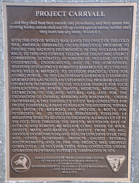 PROJECT CARRYALL MEMORIAL PLAQUE