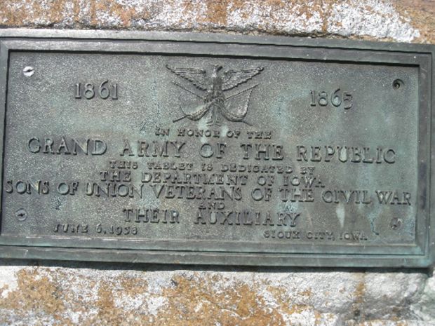 GRANDVIEW PARK G.A.R. CIVIL WAR MEMORIAL PLAQUE