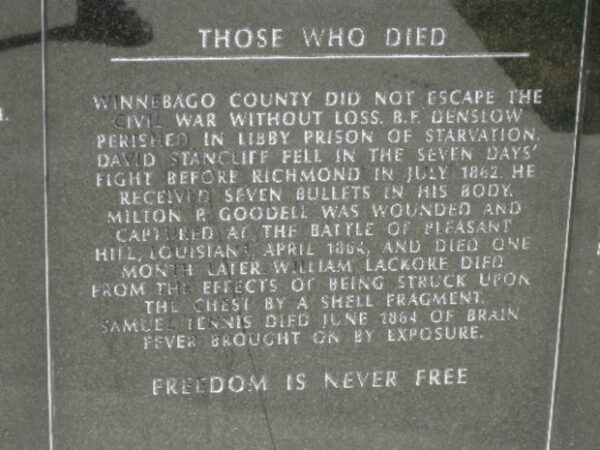 WINNEBAGO COUNTY CIVIL WAR DEAD MEMORIAL STONE