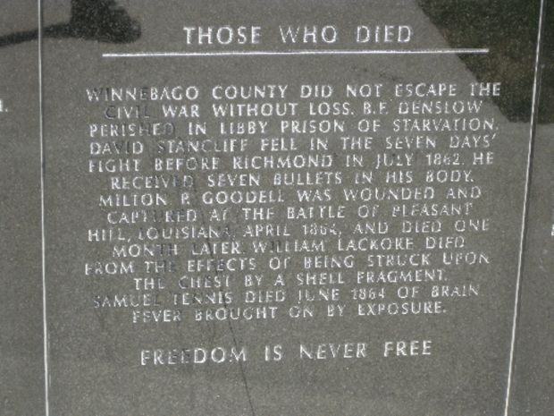 WINNEBAGO COUNTY CIVIL WAR DEAD MEMORIAL STONE