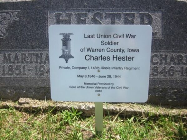 LAST LIVING CIVIL WAR SOLDIER OF WARREN COUNTY MEMORIAL STONE PLAQUE