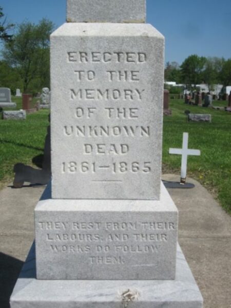 INDIANOLA CITY CEMETERY CIVIL WAR MEMORIAL DEDICATION STONE