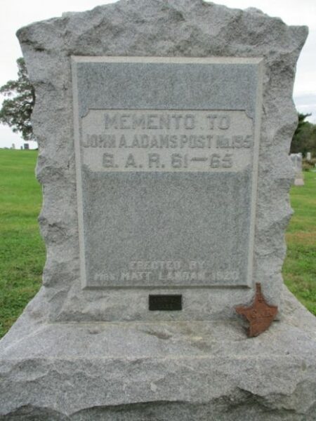 JOHN A. ADAMS POST NO. 195 CIVIL WAR MEMORIAL