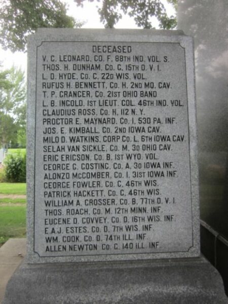 GRACE HILL CEMETERY CIVIL WAR VETERANS MEMORIAL STONE B