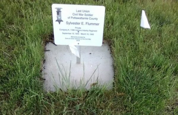 LAST LIVING CIVIL WAR SOLDIER OF POTTAWATTAMIE COUNTY MEMORIAL STONE PLAQUE