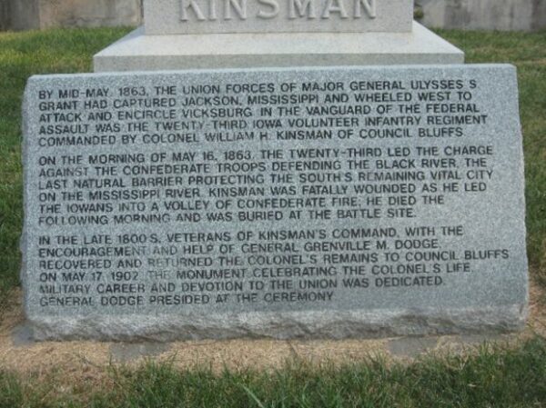 COL. WILLIAM KINSMAN WAR MEMORIAL PLAQUE