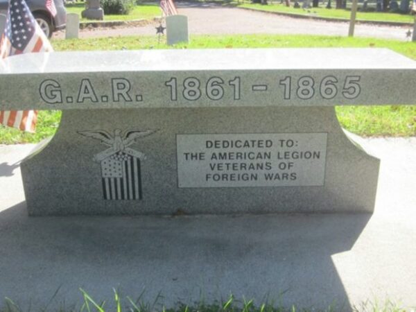 WOODLAND CEMETERY G.A.R. WAR MEMORIAL BENCH SIDE B