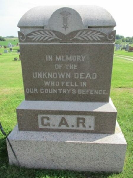 CLINTON-GARFIELD CEMETERY G.A.R. UNKNOWN DEAD WAR MEMORIAL SIDE A