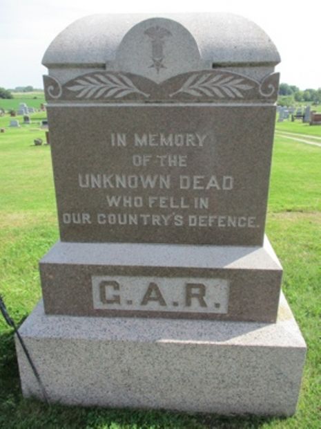 CLINTON-GARFIELD CEMETERY G.A.R. UNKNOWN DEAD WAR MEMORIAL SIDE A