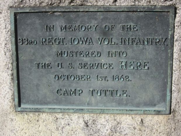33RD REGT. IOWA VOL. INFANTRY WAR MEMORIAL PLAQUE