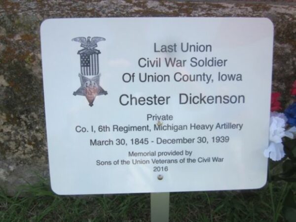 LAST LIVING CIVIL WAR SOLDIER OF UNION COUNTY MEMORIAL STONE PLAQUE