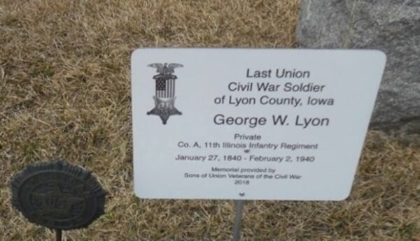 LAST LIVING CIVIL WAR SOLDIER OF LYON COUNTY MEMORIAL STONE PLAQUE