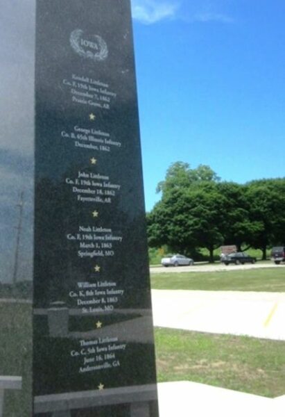 LITTLETON BROTHERS CIVIL WAR MEMORIAL STONE C