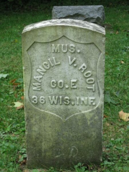 MUS. MANCIL V. ROOT MEMORIAL CEMETERY STONE