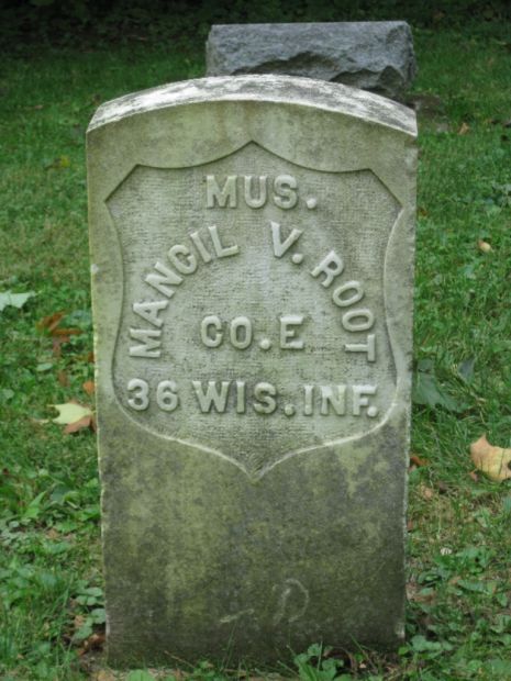 MUS. MANCIL V. ROOT MEMORIAL CEMETERY STONE