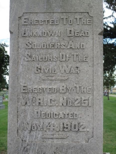 JEFFERSON CEMETERY UNKNOWN CIVIL WAR DEAD MEMORIAL SIDE A