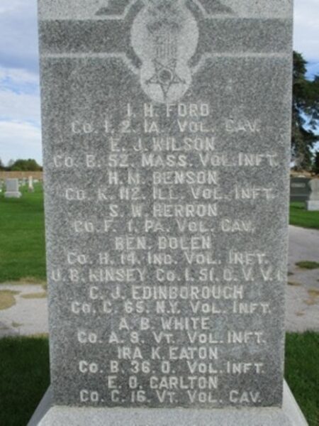 GRAND JUNCTION CEMETERY CIVIL WAR MEMORIAL SIDE A