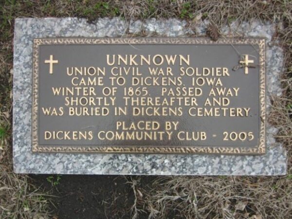 UNKNOWN UNION CIVIL WAR SOLDIER MEMORIAL PLAQUE