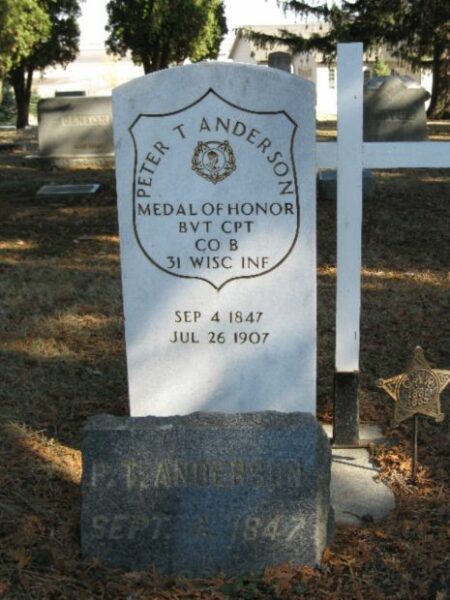 PETER T ANDERSON MEDAL OF HONOR WAR MEMORIAL GRAVESTONE