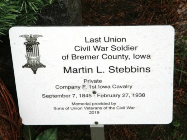 LAST LIVING CIVIL WAR SOLDIER OF BREMER COUNTY MEMORIAL STONE PLAQUE