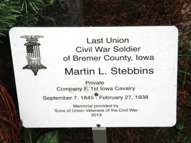 LAST LIVING CIVIL WAR SOLDIER OF BREMER COUNTY MEMORIAL STONE PLAQUE