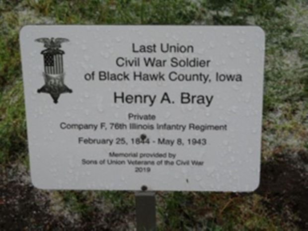 LAST LIVING CIVIL WAR SOLDIER OF BLACK HAWK COUNTY MEMORIAL STONE PLAQUE