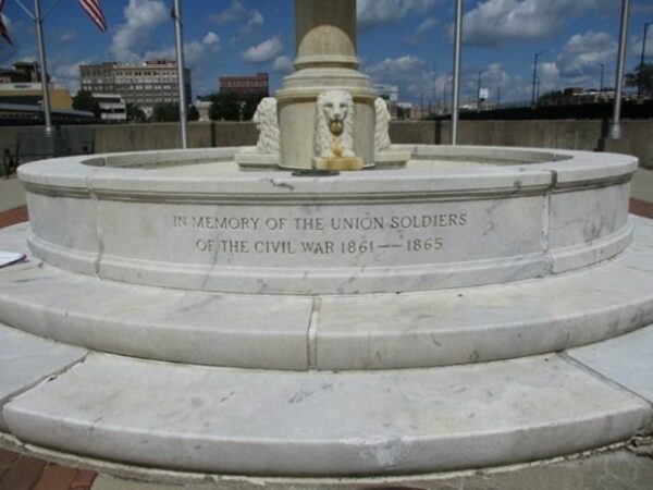 WATERLOO UNION SOLDIERS CIVIL WAR MEMORIAL FOUNTAIN DEDICATION STONE
