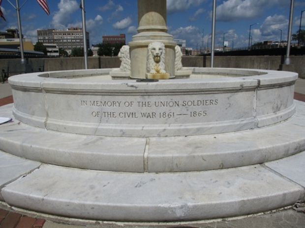 WATERLOO UNION SOLDIERS CIVIL WAR MEMORIAL FOUNTAIN DEDICATION STONE